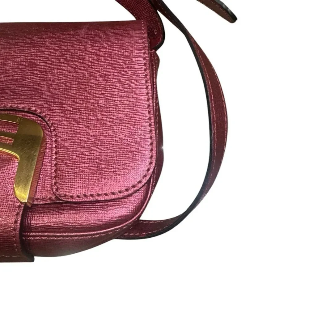 FENDI Metallic Pink Saffiano Leather Chameleon Messenger Mini Crossbody Bag